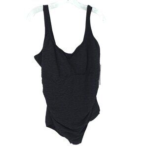 Penbrooke Bathing Suit Krinkle HydroShaper Tummy Control Lining Modest Comfy